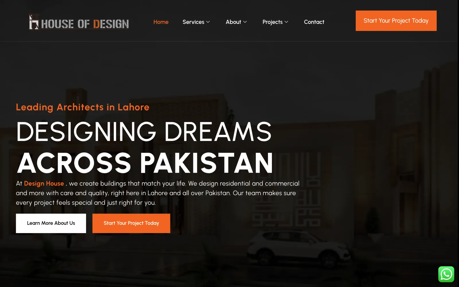 Homepage of the Design House website