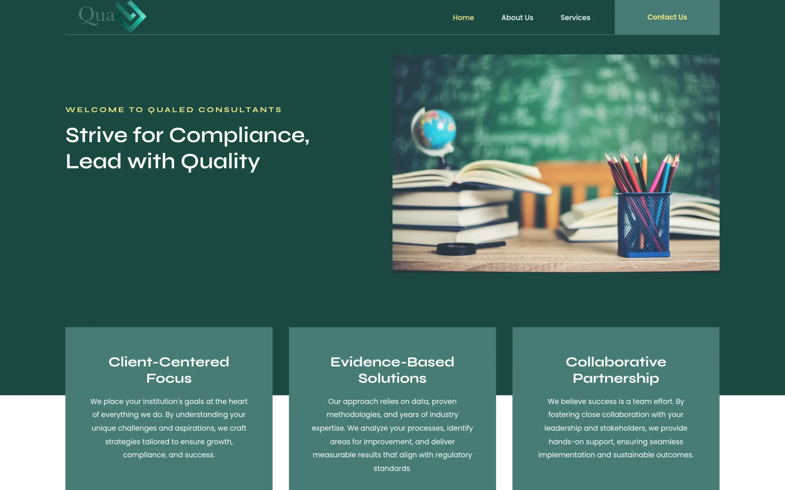 Homepage of the Qualed Consultants website